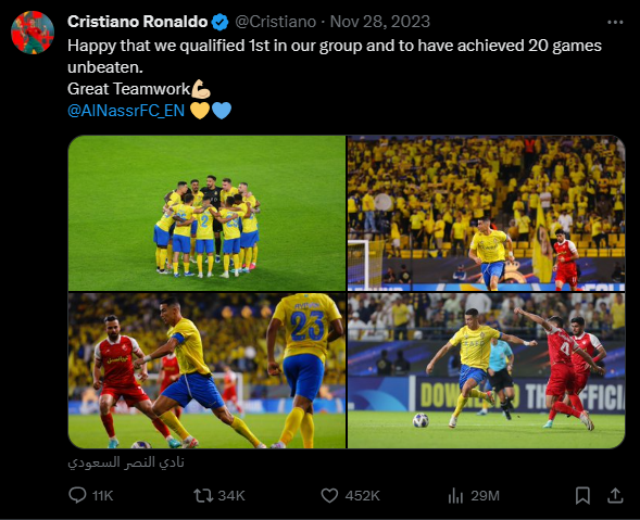Source: www.twitter.com: Cristiano Ronaldo Tweets